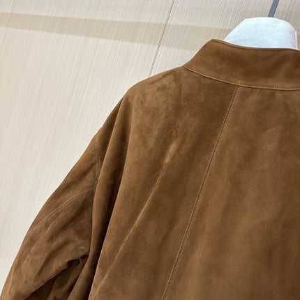 HERMES 25S CAMEL HAIR LEATHER JACKET 249