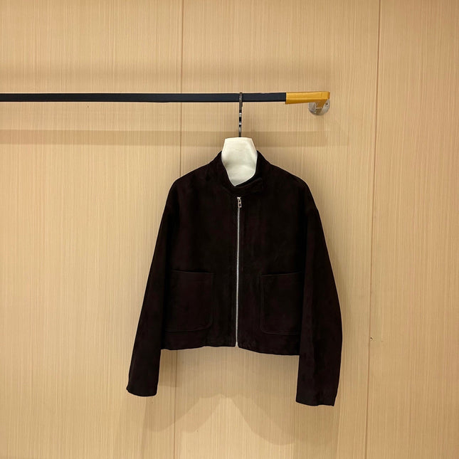 HERMES 25S CAMEL HAIR LEATHER JACKET 248