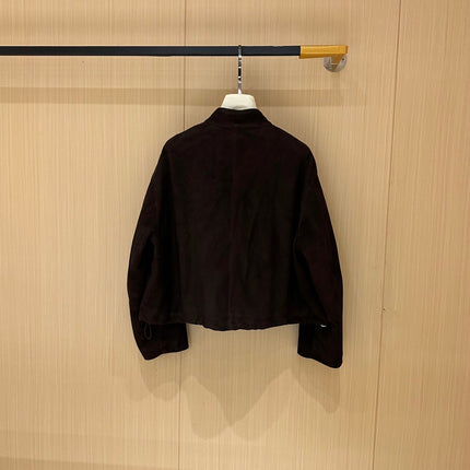 HERMES 25S CAMEL HAIR LEATHER JACKET 248