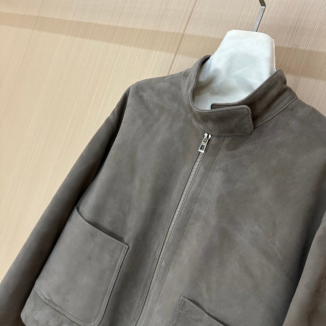 HERMES 25S CAMEL HAIR LEATHER JACKET 247