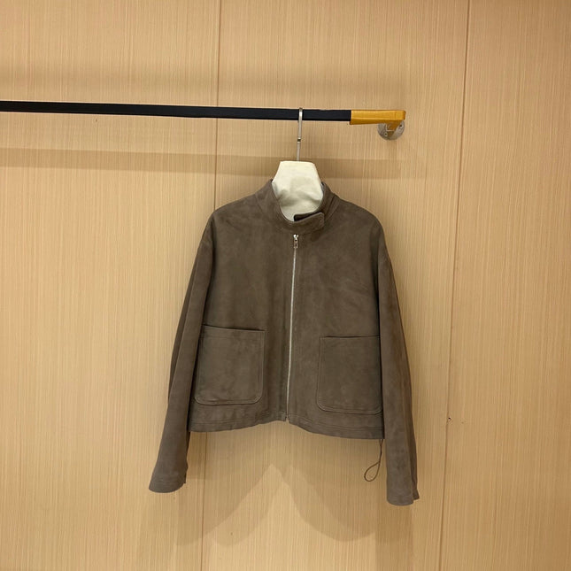 HERMES 25S CAMEL HAIR LEATHER JACKET 247