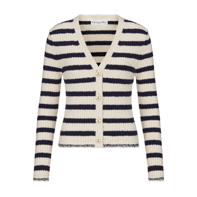 Striped knitted Beige Black Cardigan