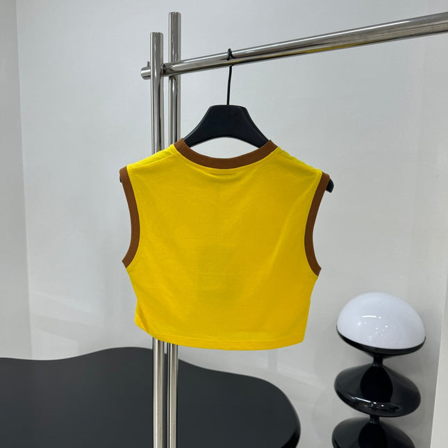 Miu Yellow Brown Cropped Tank Top