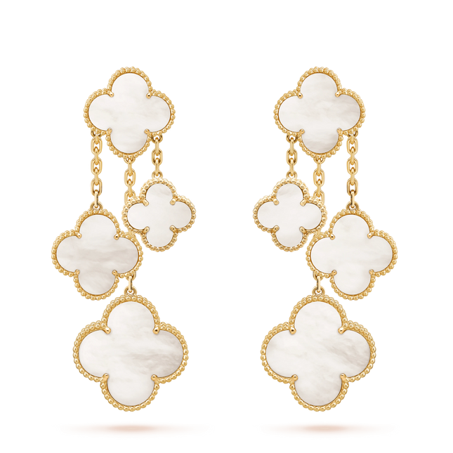 CLOVER WHITE MOP 4 MOTIFS GOLD