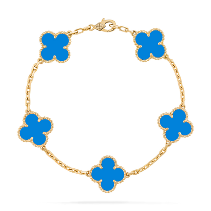 CLOVER AGATE GOLD BRACELET 5 MOTIFS