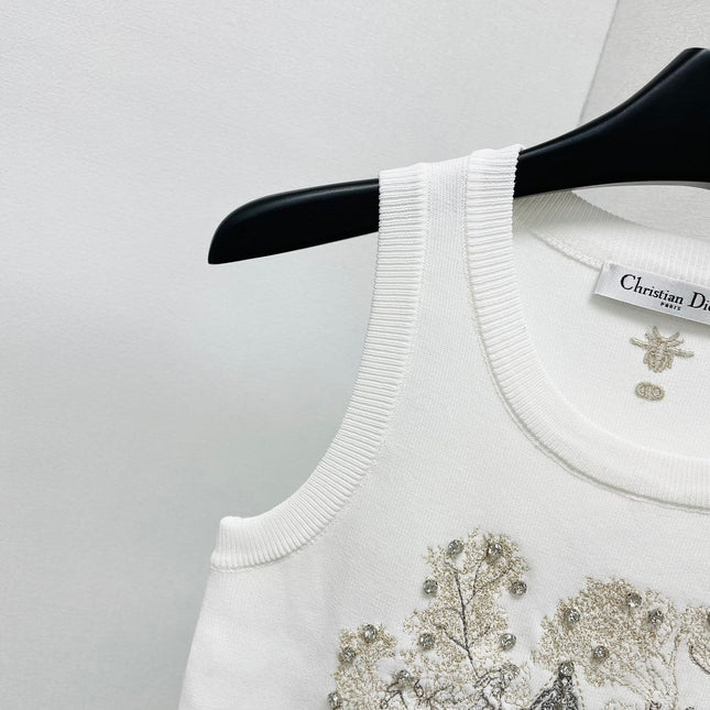 CD Star Embroidered Cropped Tank Top