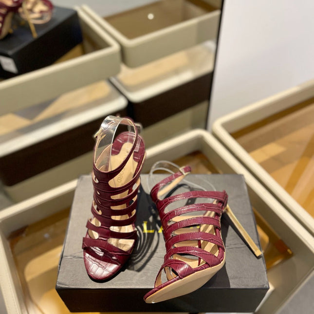 HIGH SANDAL 10 CM IN SANGRIA RED CALFSKIN