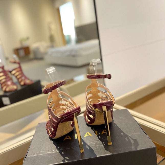 HIGH SANDAL 10 CM IN SANGRIA RED CALFSKIN