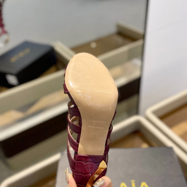 HIGH SANDAL 10 CM IN SANGRIA RED CALFSKIN