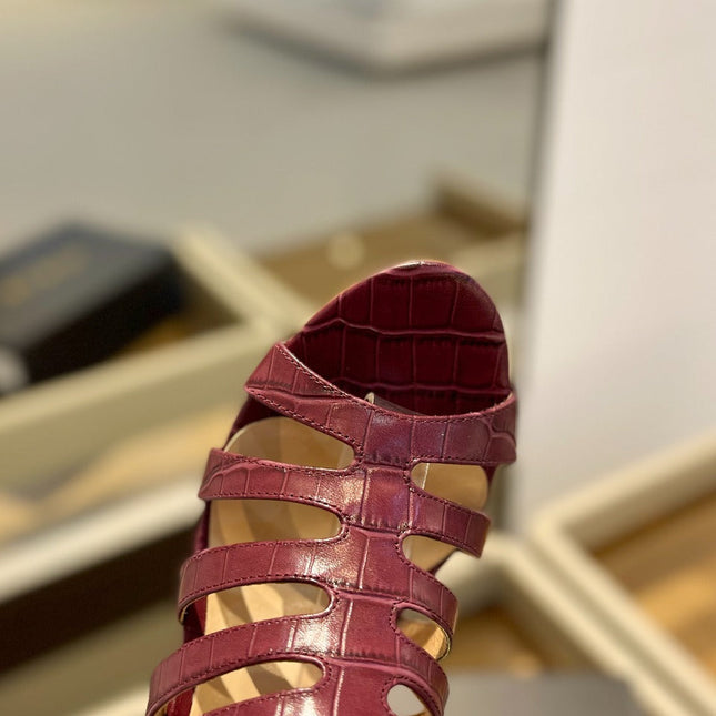 HIGH SANDAL 10 CM IN SANGRIA RED CALFSKIN