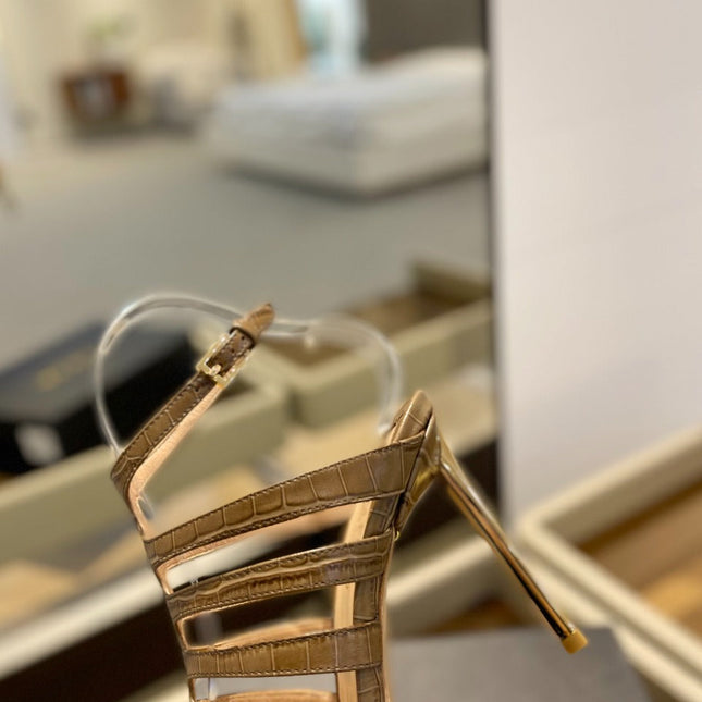 HIGH SANDAL 10 CM IN CIDER BROWN CALFSKIN