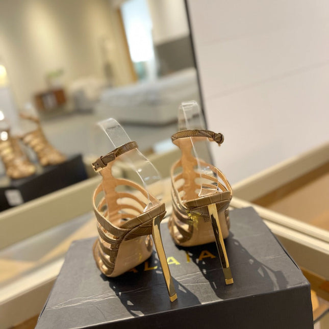 HIGH SANDAL 10 CM IN CIDER BROWN CALFSKIN