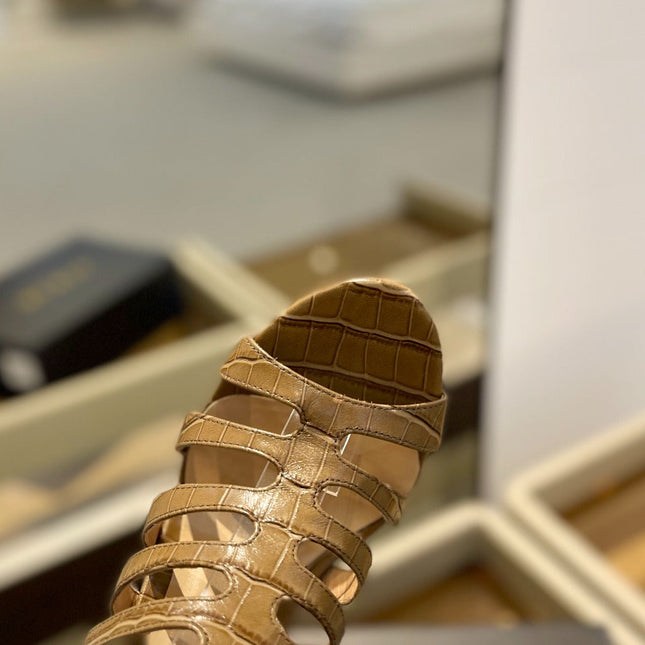 HIGH SANDAL 10 CM IN CIDER BROWN CALFSKIN