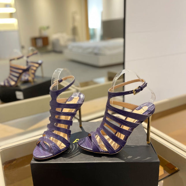 HIGH SANDAL 10 CM IN INDIGO PURPLE CALFSKIN