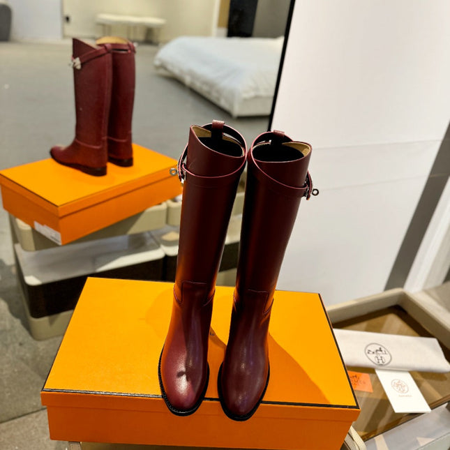 STIVALI JUMPING IN WINE RED CALFSKIN