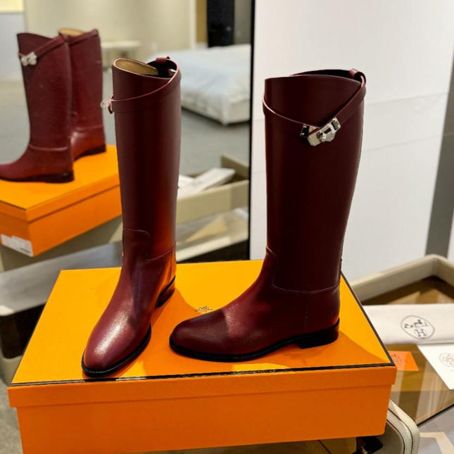 STIVALI JUMPING IN WINE RED CALFSKIN