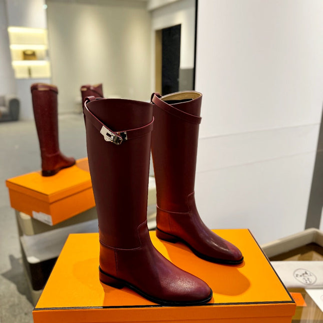STIVALI JUMPING IN WINE RED CALFSKIN