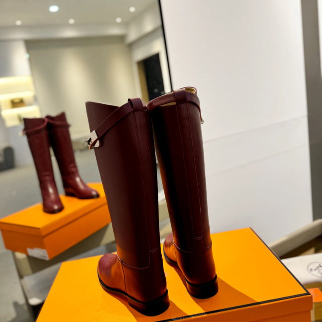 STIVALI JUMPING IN WINE RED CALFSKIN