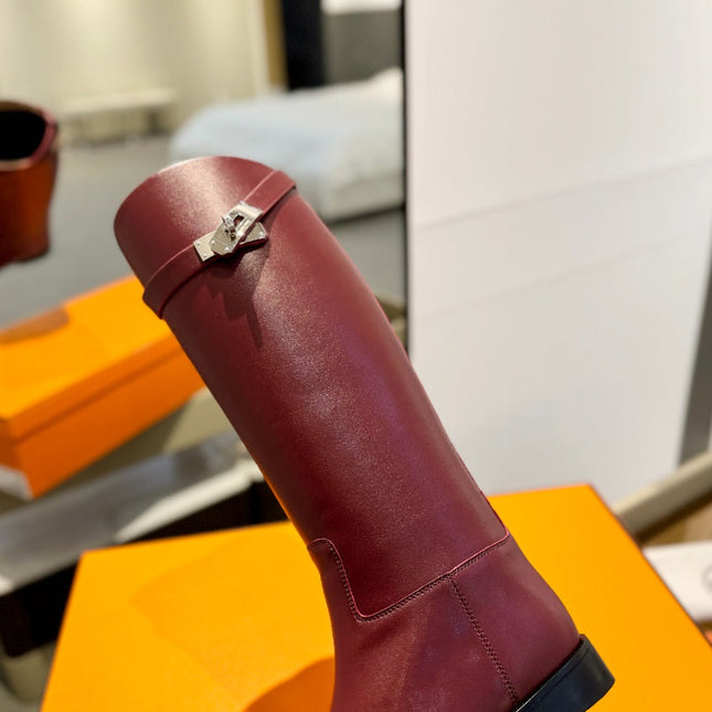 STIVALI JUMPING IN WINE RED CALFSKIN