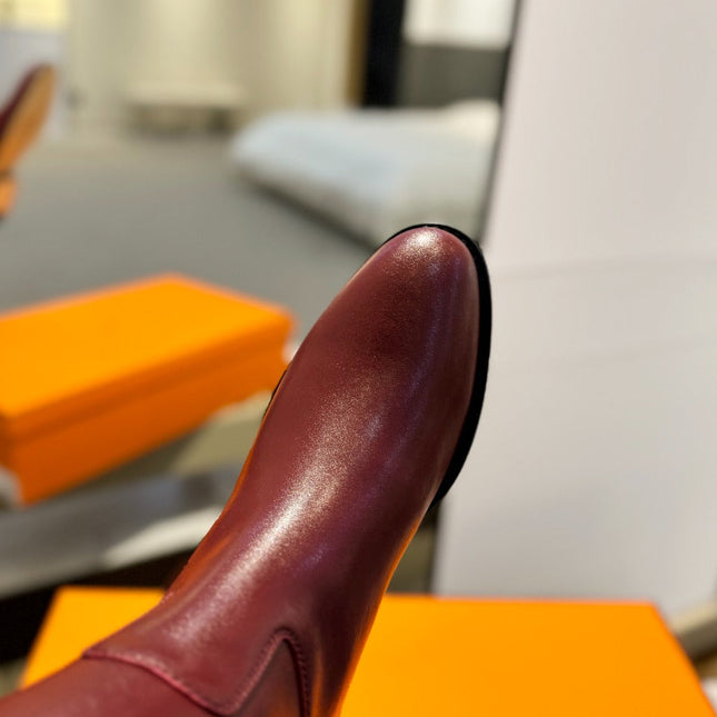 STIVALI JUMPING IN WINE RED CALFSKIN