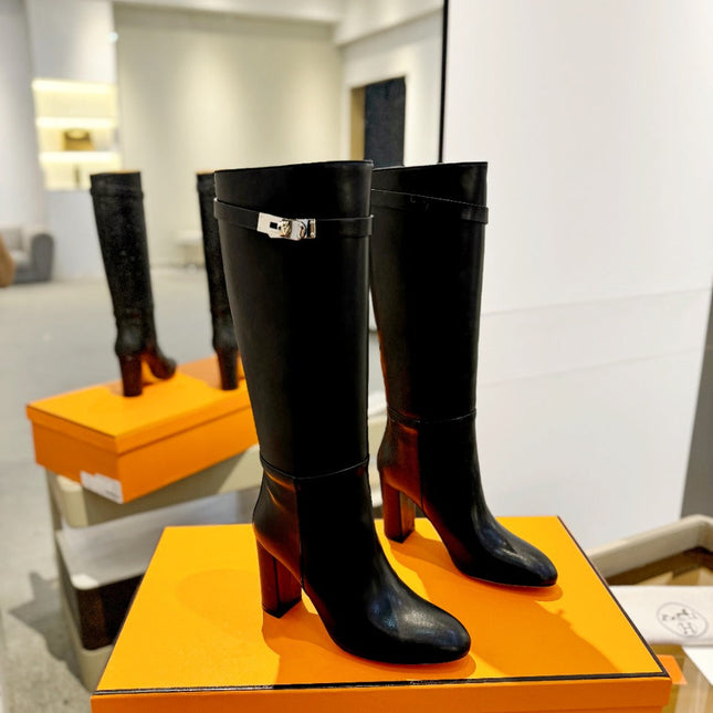 STORY BOOT 85MM IN BLACK CALFSKIN