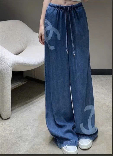 CHANEL STRAIGHT-LEG JEANS WITH LOGO